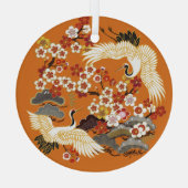 Kleurrijke bloemenkranen Sakura patroon Glas Ornament (Achterkant)