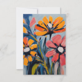 Kleurrijke bloemenkunst bedankkaart