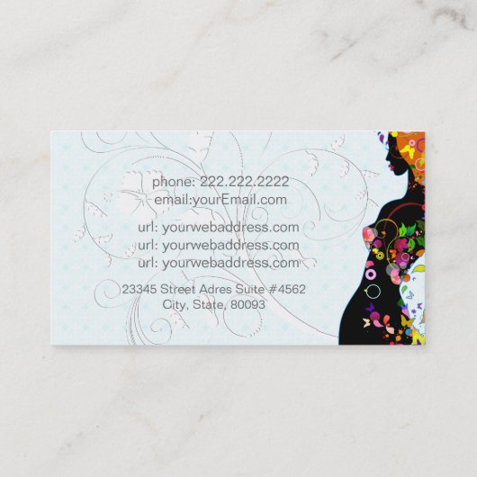 Kleurrijke Bloemenmeisje Visitekaartje (Achterkant)
