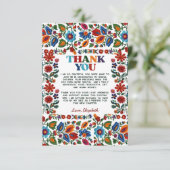 Kleurrijke bloemenmexicaanse volkskunst borduurwer bedankkaart (Staand voorkant)