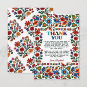 Kleurrijke bloemenmexicaanse volkskunst borduurwer bedankkaart (Voorkant / Achterkant)