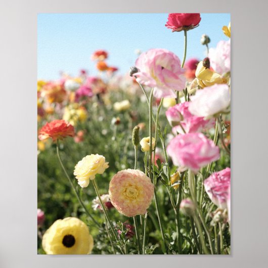 Kleurrijke bloemenprint, Poster papier (halfglans) (Voorkant)