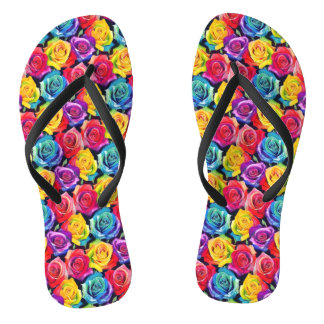 Kleurrijke bloemenprint, waterverfrozen teenslippers