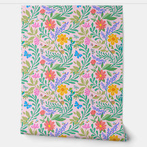 Kleurrijke bloemenretro Schattige grappig meisje p