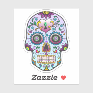Kleurrijke bloemensuiker schedel no.3 sticker