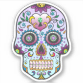 Kleurrijke bloemensuiker schedel no.3 sticker (Voorkant)