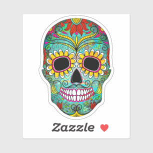 Kleurrijke bloemensuiker schedel no.3 sticker
