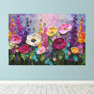 Kleurrijke bloementuin abstracte wandkunst canvas afdruk