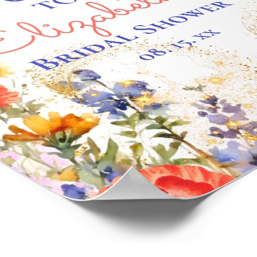 Kleurrijke bloementuin bruids thee party welkom poster (Hoek)