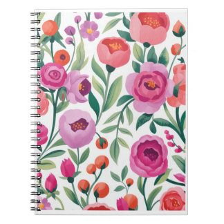 kleurrijke bloementuin illustratie naadloos patroo notitieboek