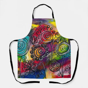 Kleurrijke Bloementuin met Fantasie Origineel Kuns Schort