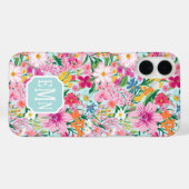 Kleurrijke bloementuin met monogram Case-Mate iPhone case (Achterkant (horizontaal))