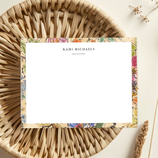 Kleurrijke Bloementuin Rand Patroon Notitiekaartje