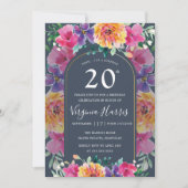 Kleurrijke Bloementuin Twintigste Verjaardag Kaart (Voorkant)