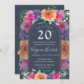 Kleurrijke Bloementuin Twintigste Verjaardag Kaart (Voorkant / Achterkant)