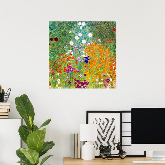  kleurrijke bloementuin van Gustav Klimt Poster (Thuiskantoor)