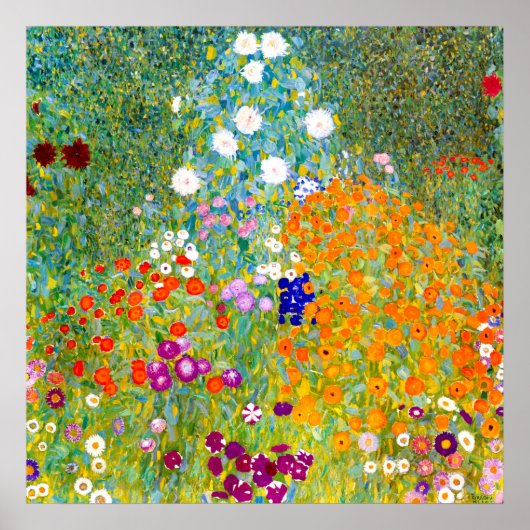  kleurrijke bloementuin van Gustav Klimt Poster (Voorkant)