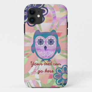 Kleurrijke bloemenuil iPhone 11 hoesje