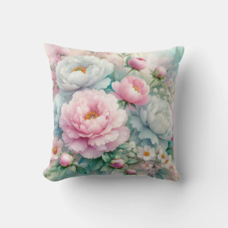 Kleurrijke bloemetjes in zachte pastelkleuren wate kussen