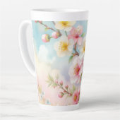Kleurrijke bloemetjes in zachte pastelkleuren wate latte mok (Linkerhoek)