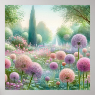Kleurrijke bloemetjes in zachte pastelkleuren wate poster
