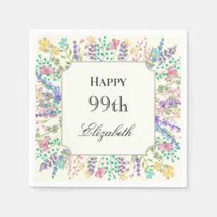 Kleurrijke bloemige 99e verjaardag servet