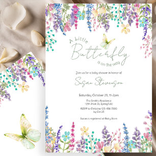 Kleurrijke Bloemige Kleine Vlinder Baby Shower Kaart