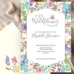Kleurrijke bloemige kleine wilde bloem baby shower kaart