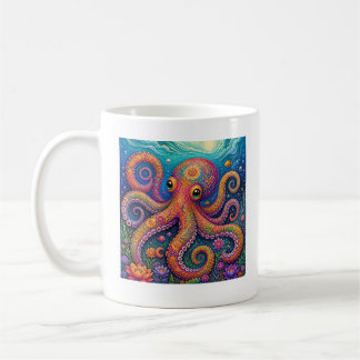 Kleurrijke Bloemige Octopus Onderwater Fantasie Ku Koffiemok
