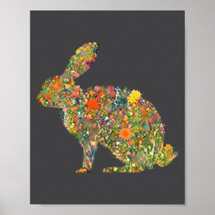 Kleurrijke bloemige paashaas lente bloem konijn poster
