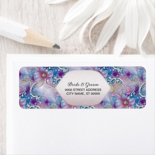 Kleurrijke bloemige parelachtige Pareltjes retour Etiket (Insitu)