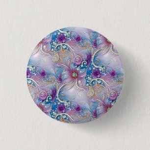 Kleurrijke Bloemige Parelmoer Edelstenen Knop Ronde Button 3,2 Cm