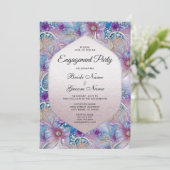 Kleurrijke Bloemige Parelmoeren Verlovingsuitnodig Kaart (Staand voorkant)