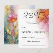 Kleurrijke bloemige RSVP kaart (Voorkant / Achterkant)