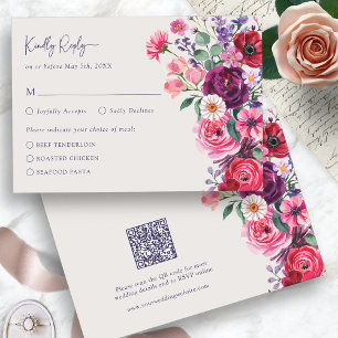 Kleurrijke Bloemige RSVP Kaart