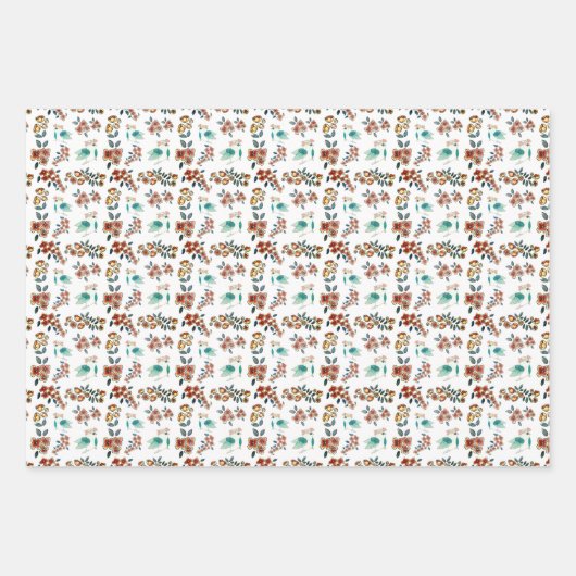  kleurrijke bloemige vogelpatroon kerst inpakpapier vel (Voorkant 2)