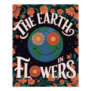 Kleurrijke bloemkunst inspirerende tekst perfect poster