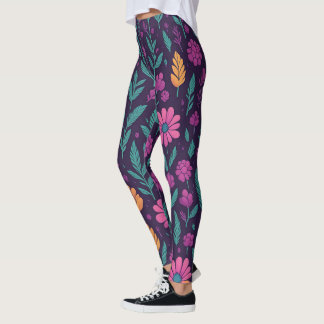 Kleurrijke bloempatroonlegging – Levendig botanisc Leggings