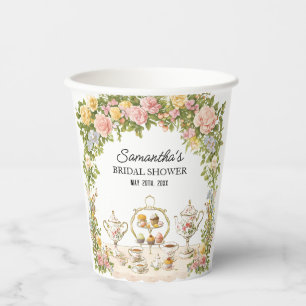 Kleurrijke bloemrijke bruidsfeest drinkgerei papieren bekers