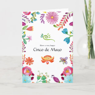 Kleurrijke bloemrijke Cinco de Mayo gezinsfoto Feestdagen Kaart