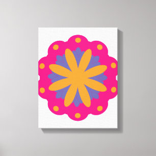kleurrijke bloemrijke cirkelvormen canvas afdruk