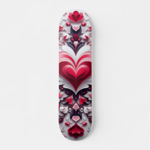 Kleurrijke, bloemrijke valentijnshart skateboard