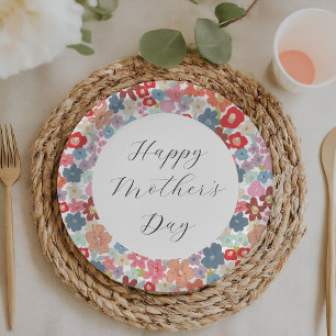 Kleurrijke bloemrijke vrolijke Moederdag brunchfee Papieren Bordje