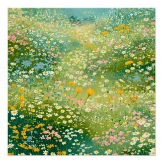 Kleurrijke Bloemrijke Weiden Perfect Poster