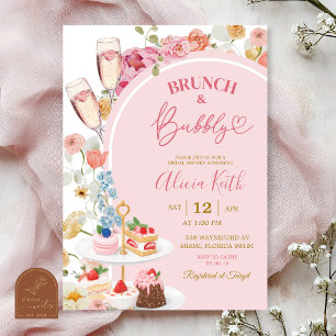 Kleurrijke bloemrijke zomerse brunch en bruisende  kaart