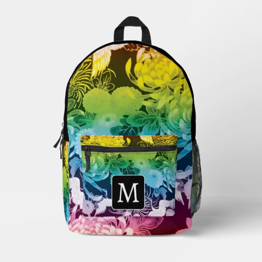  kleurrijke bloemvogels op maat Monogram Bedrukte Rugzak (Voorkant)