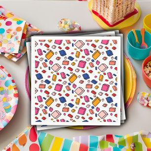 Kleurrijke blok baksteen patroon tekenen kinderen servet