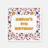 Kleurrijke blok baksteen patroon tekenen kinderen  servet (Voorkant)