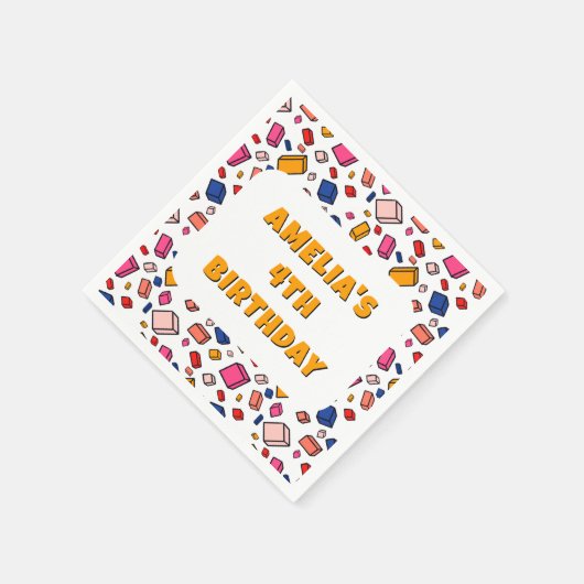 Kleurrijke blok baksteen patroon tekenen kinderen  servet (Hoek)