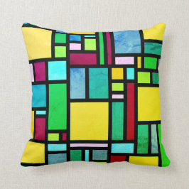 Kleurrijke blokken abstract kussen weggooien